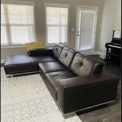 Too Grain Leather Designer Sectional 