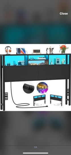 New Queen size VLiving Headboard with LED Lights - Black