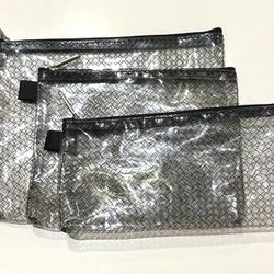 Travelon Zip Clear Cosmetic Toiletry Travel Pouches Carry-On Set Of 3 Preowned - 7x9, 6x8, 4x8.5”