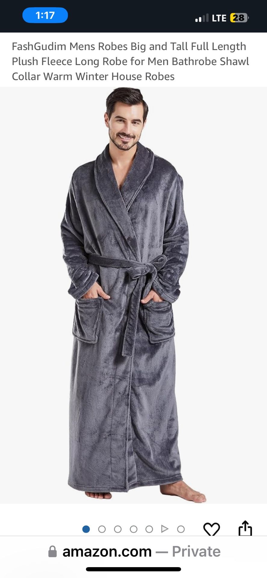 FashGudim Mens Robes Big and Tall Full Length Plush Fleece Long Robe for Men Bathrobe Shawl Collar Warm Winter House Robes— New!!