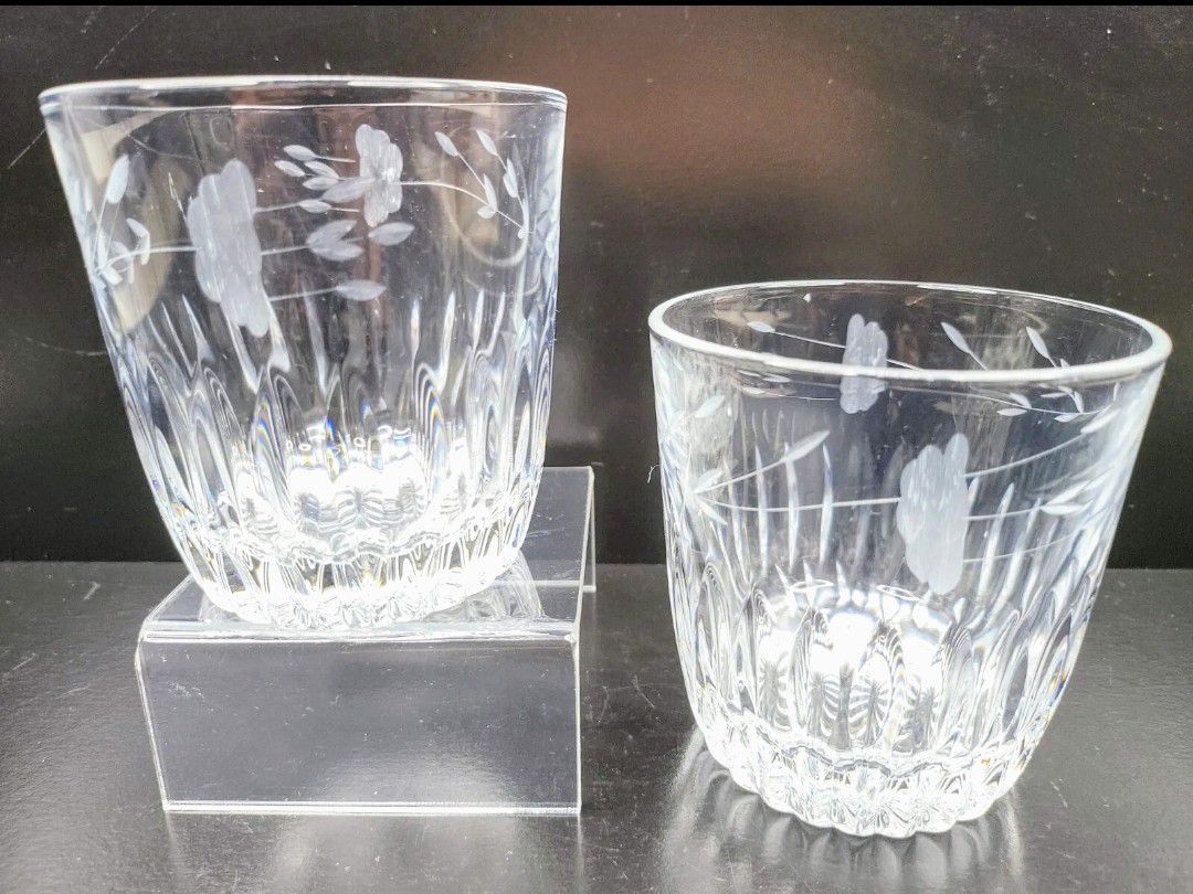 Vintage 1980s Prince House Leaded Crystal Old Fashion Tumbler Glasses PAIR