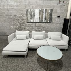 White Modern Sectional With Coffee Table 