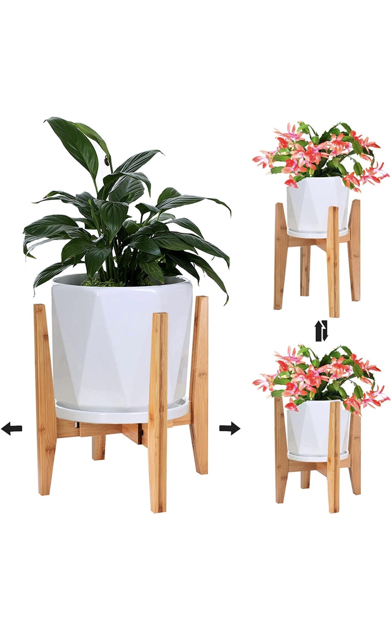 Adjustable Stand For Indoor Plant | Flower Pot Holder Fits 8 to 12 Inch Pots | Display Rack Rustic Decor – Easy Assemb