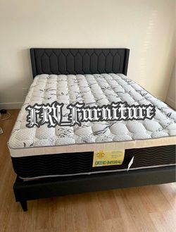 New Queen bed frame with mattress