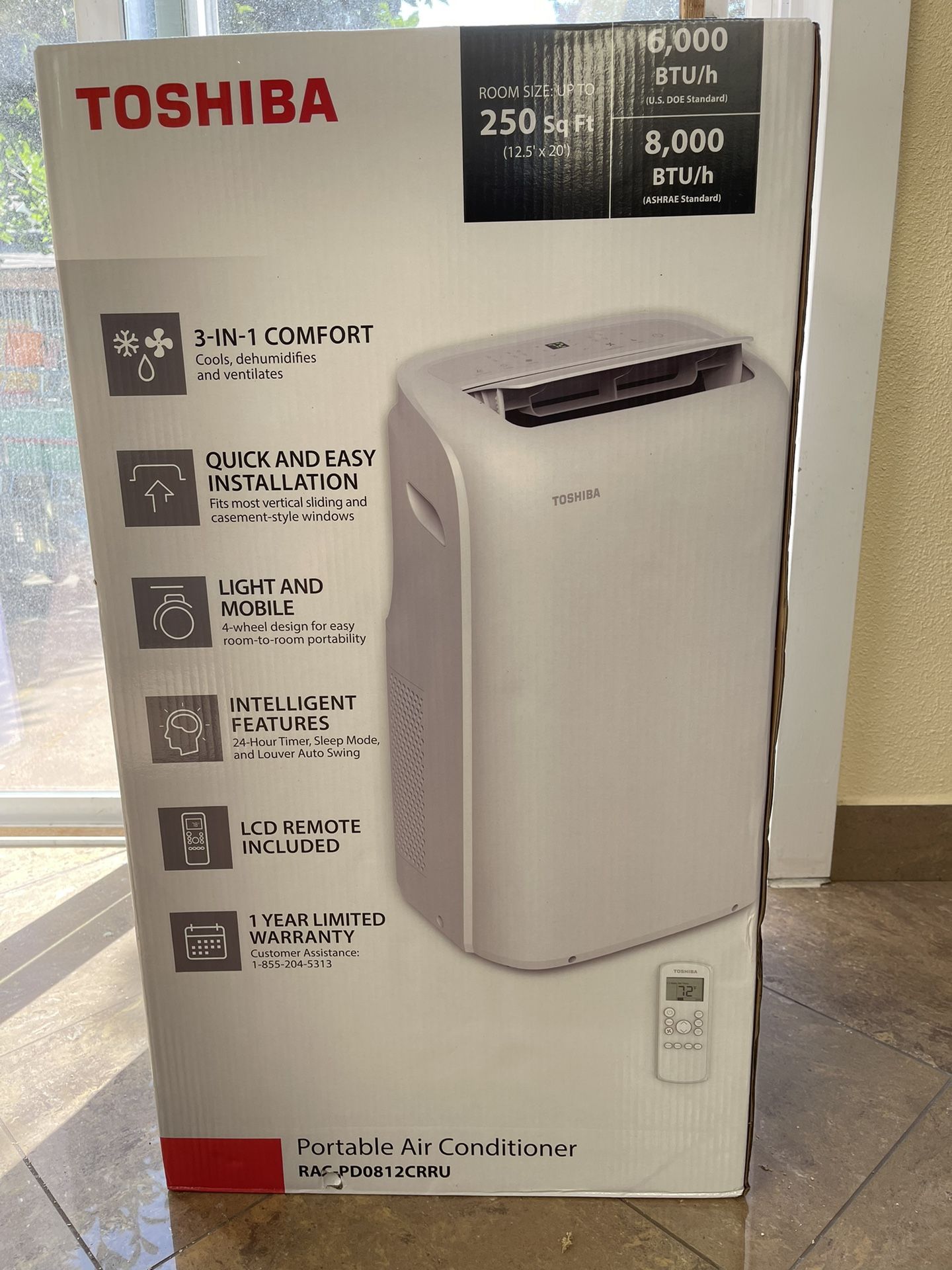Toshiba 8,000 BTU (6,000 BTU DOE) 115Volt Portable Air Conditioner