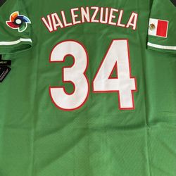 Team Mexico #34 Valenzuela Jerseys. New 
