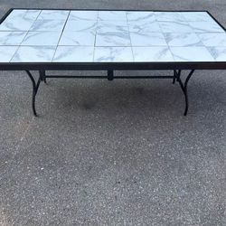 Beautiful Heavy Wrought Iron Patio Set Large Tile Table & 6 Rockers**