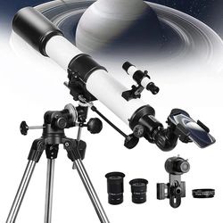 SOLOMARK Telescope, 80EQ Refractor Professional Telescope -700mm Focal Length Telescopes for Adults Astronomy with 1.5X Barlow Lens Adapter for Photo
