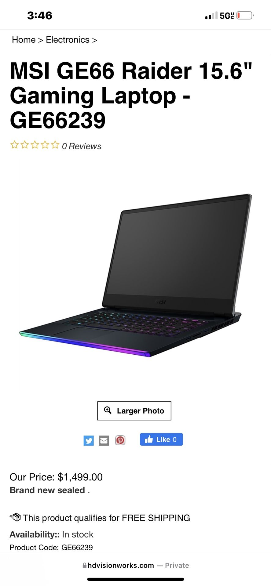 Brand New MSI Gaming Laptop 