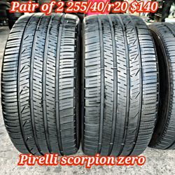 Pair of 2 Pirelli scorpion zero 255/40/r20 ‼️ free instalation and balance ‼️