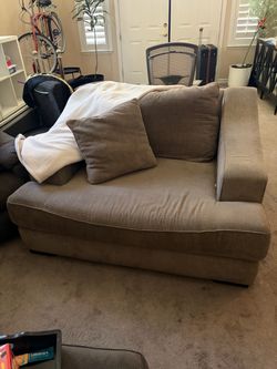 Tan Fabric Chaise Lounge Sofa