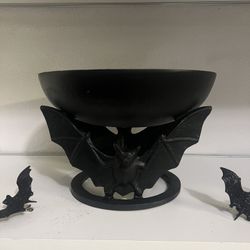 Halloween Black Metal Bat Bowl
