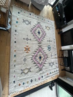 9’ x 12’ nuLOOM Loft Moroccan Boho Area Rug – White/Multicolor – Excellent Condition