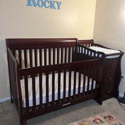 Wooden Frame- Baby Crib with Changing Station
