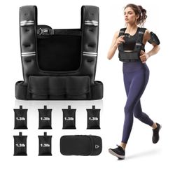Prodigen Adjustable Weighted Vest Woman, 4-12lb/10-18lb Weight Vest with 6 Removable Weight Bags and Pocket | Weight Vest Men and Women for Walking, R
