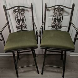 Two Barstools. Wrought Iron. 