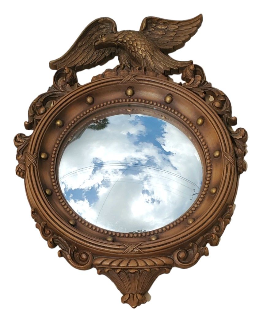Syroco Wood Federal Eagle Nautical Convex Glass Wall Mirror Syracuse Ornamental 21x15
