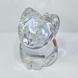 Baccarat Crystal Cat Figurine Clear Art Glass France Signed 4.0” A687