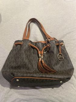 Michael Kors Brown /Tan Signature Logo Leather Large Bag