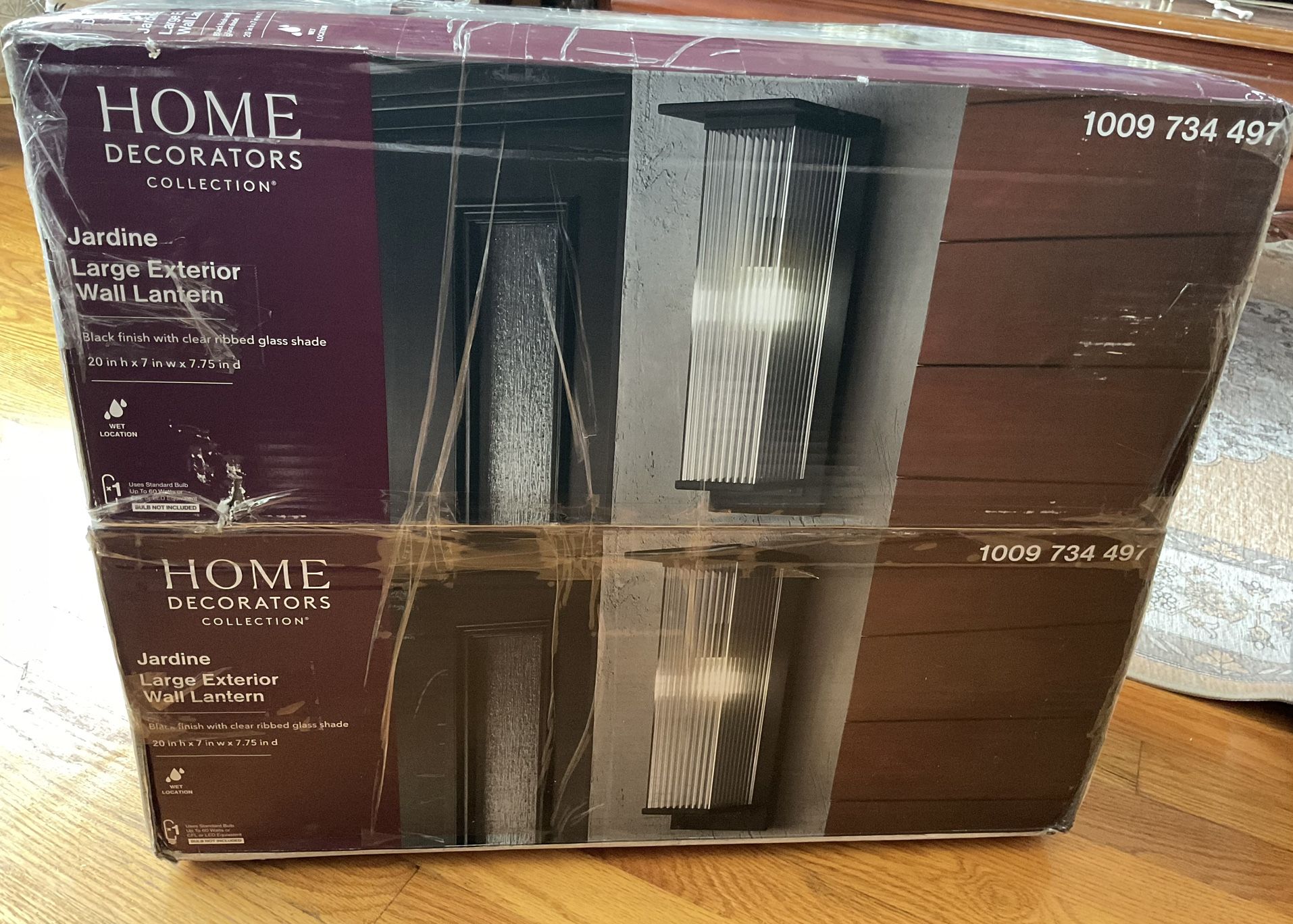 Set of 2 - Home Decorators Collection Jardine 20 in. 1-Light Black Modern Outdoor Wall Light Fixture 