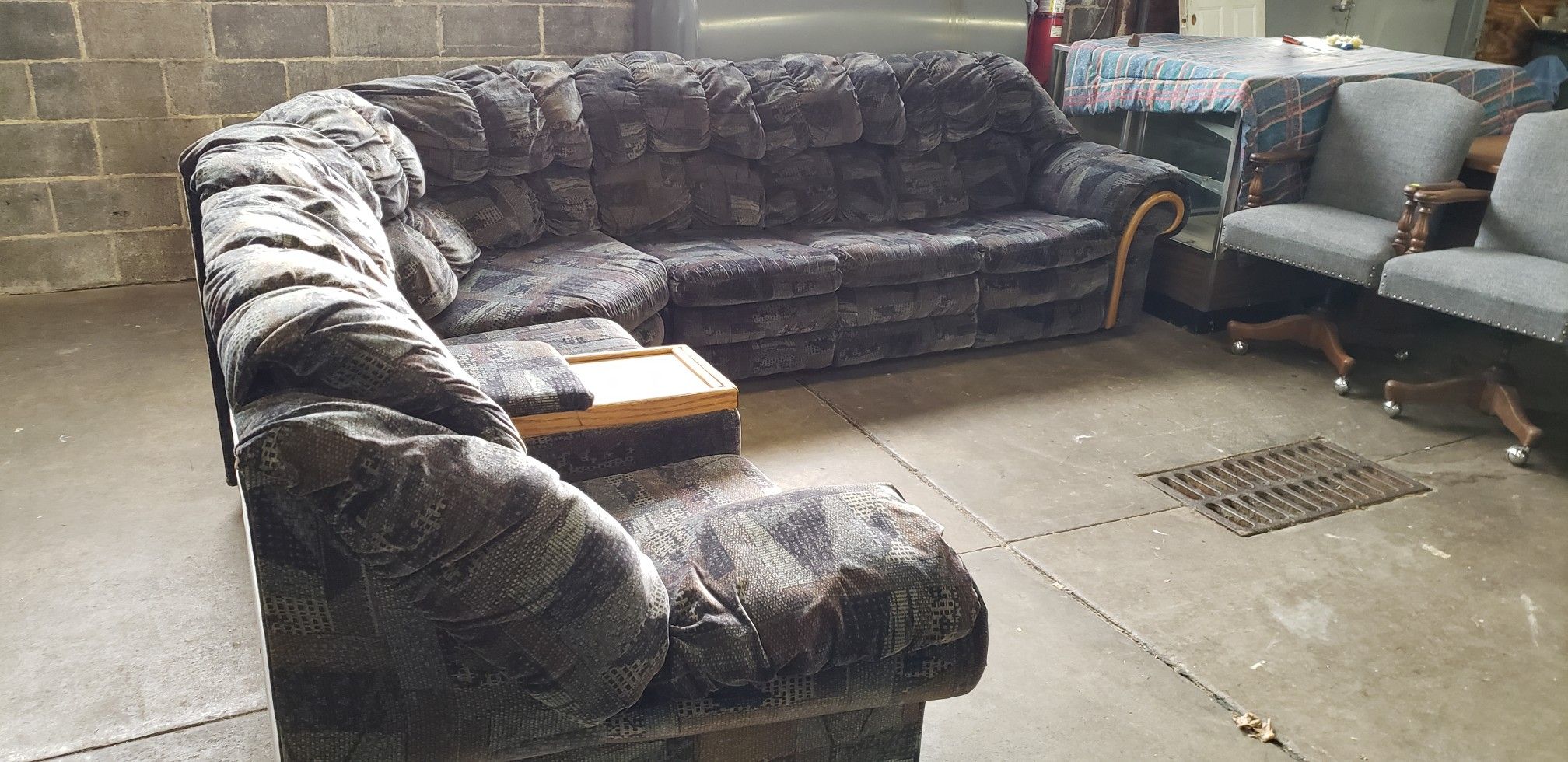 3 peice sectional sofa bed & recliner