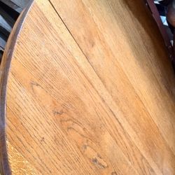 Small Antique Oak Dining Table With A Leaf