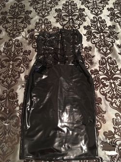Black leather dress