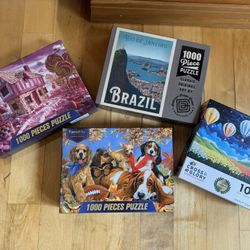 4 1000 Piece Puzzles - All Complete Only Done Once! $99 Original Price