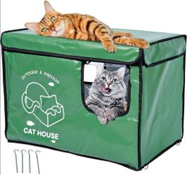 Outdoor Cat House - Green, Large