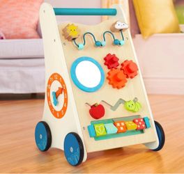 B. toys Wooden Activity Walker – Little Learning Steps