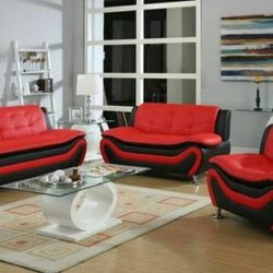 Black Red sofa chair & loveseat💕