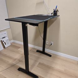 LINSY HOME Gaming Standing Desk, 43 Inch Electric Adjustable Height Desk for Home Office, Stand Up Ergonomic Table, Black