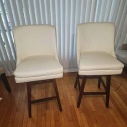 Mjkone counter height 360° Free Swivel Faux Leather Barstool Chair (Creamy  White)