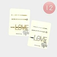 3 Piece Love Hair Pin Set