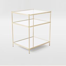 West Elm Terrace Nightstand / Side Table – Brass & Glass 