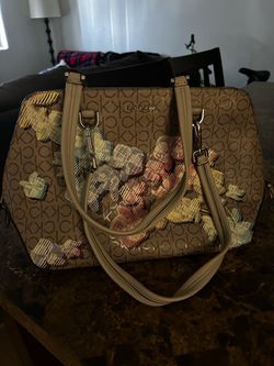 Calvin Klein Monogram Floral Satchel Handbag