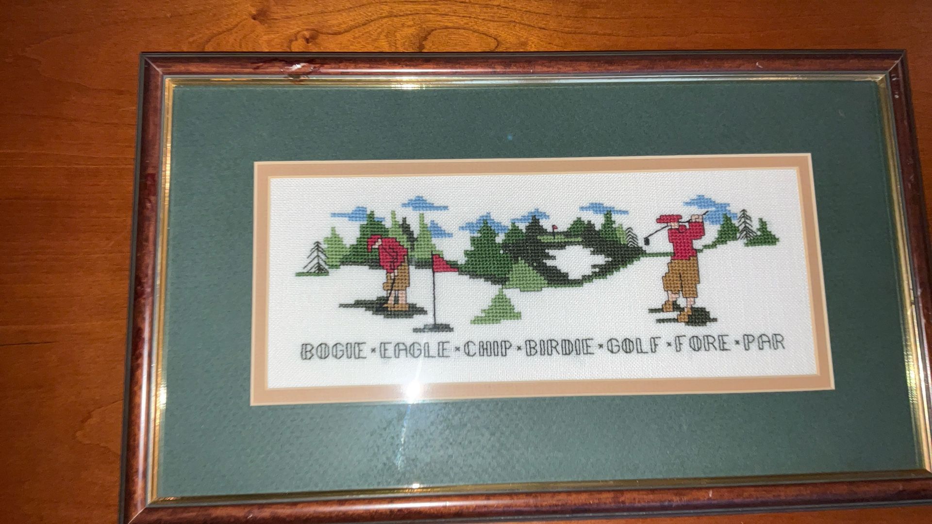 Handmade Golf Cross Stitch Framed Picture