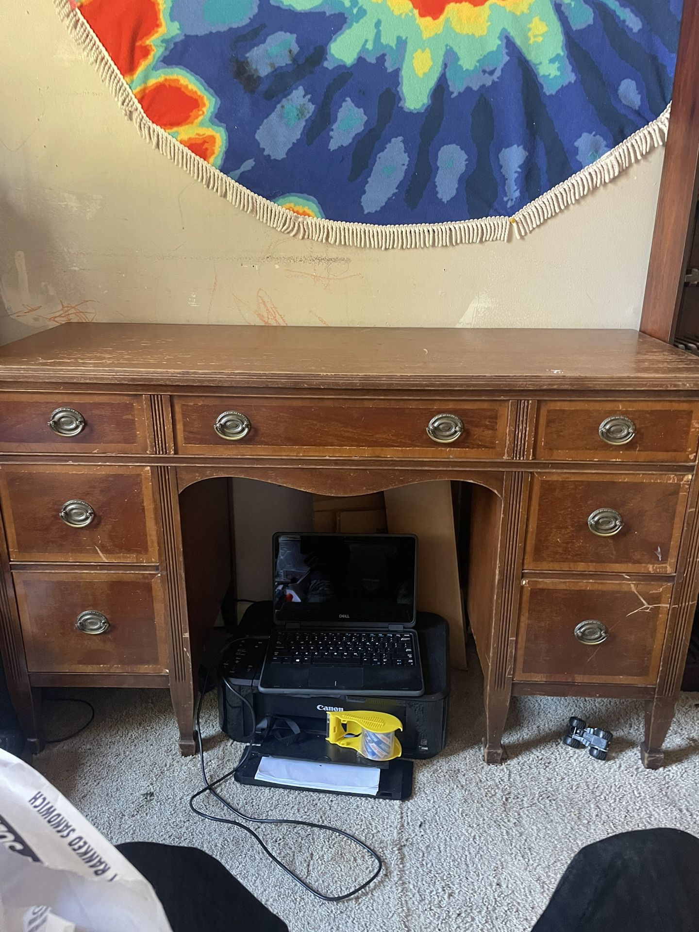 Nice Vintage Solid Wood Desk 