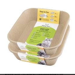 Kitty Sift (6-Pack) Disposable Cat Litter Box, Sustainable, Clean - Jumbo, 6-Pack