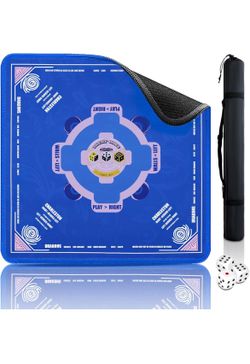 Mahjong Mat (33"x33") Noise Reduction Non-Slip, American Mahjong Mat for Table with 3 Dice & Carrying Bag, Waterproof Surface Mah Jongg Mats for Poker
