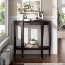 Modern Half Moon Accent Console Table with Storage Shelf, Decorative Entryway Furniture