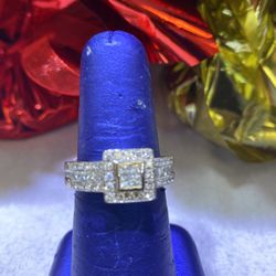 14KT White Gold Diamond Ring size 8.