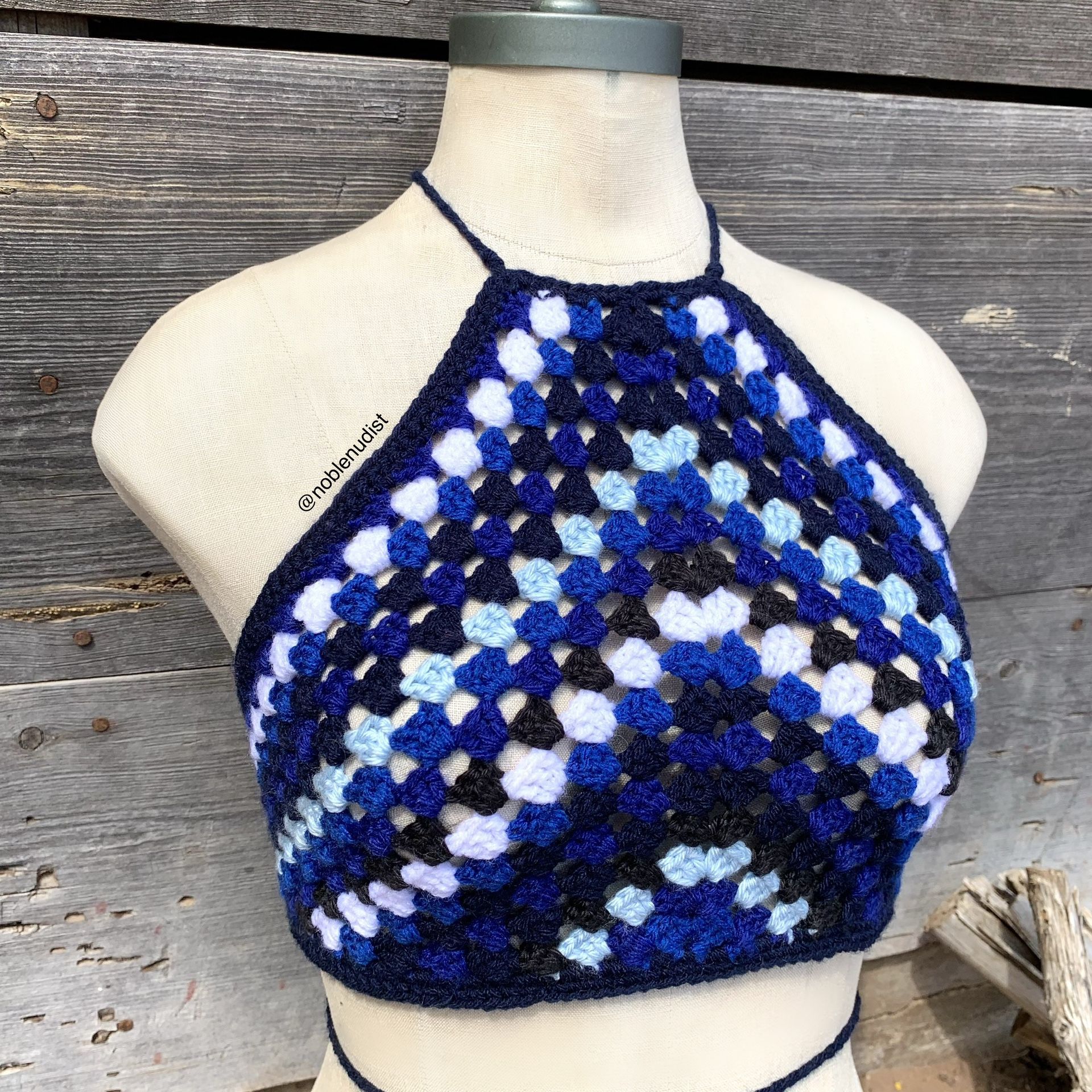 Blue Halter Crop Top