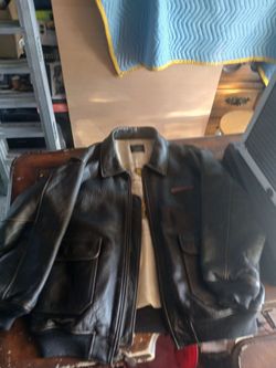 Leather jacket 3x navy bomber