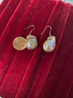 14k Freshwater Baroque Large Pearl Earrings