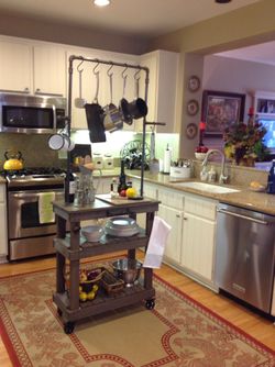 Rolling Kitchen Island Cart With Pot Rack Or Laundry Cart With Retro Casters For Sale In Laguna Beach Ca Offerup