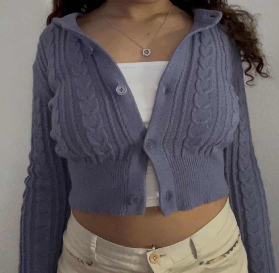 Purple cropped cardigan