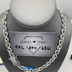 Infinity style sterling silver  with Moissanite Chain 