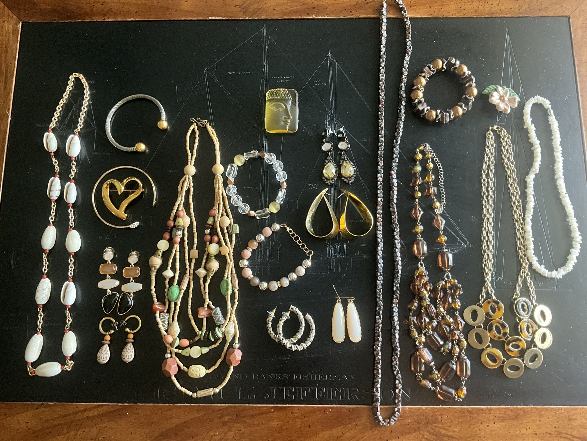 20 Pieces Of Costume Jewelry Shell Fall & Earth Tones 2 Are Signed Lot #4