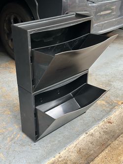 IKEA TRONES Shoe Storage Cabinets Black (Set of 2) stackable or hangable 20x6.5 h 15.5
